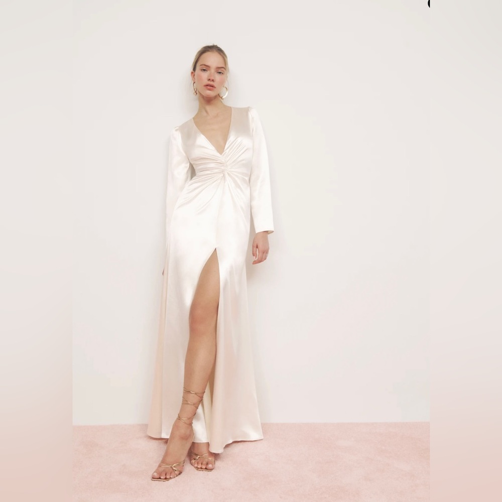 Reformation Delphi Dress Ivory Silk